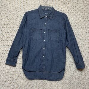 Madewell Denim Button Shirt Women Sz XS Blue Jean Button Up Long‎ Sleeve Cotton